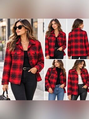 Outerknown Red Black Plaid Organic Cotton Jacket Shacket XS